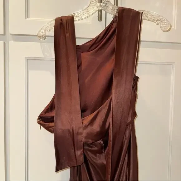 NICHOLAS Galilea High Neck Gold Trim Maxi Dress Espresso 6 - Picture 12 of 16